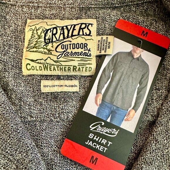 Grayers Men's Cotton Outdoor Shirt Jacket Size M Gray Cold Weather Rated (NEW) - Picture 5 of 13